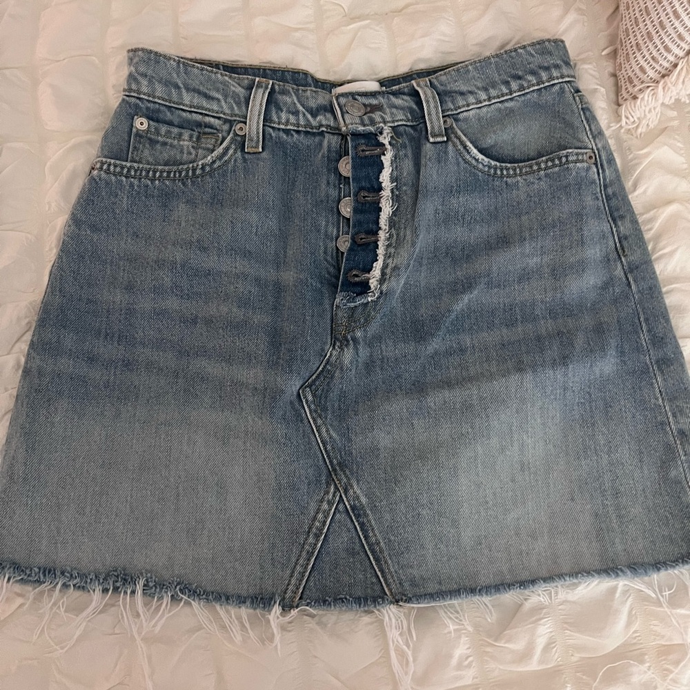 7 for all mankind Denim Button-Front A-Line mini Skirt